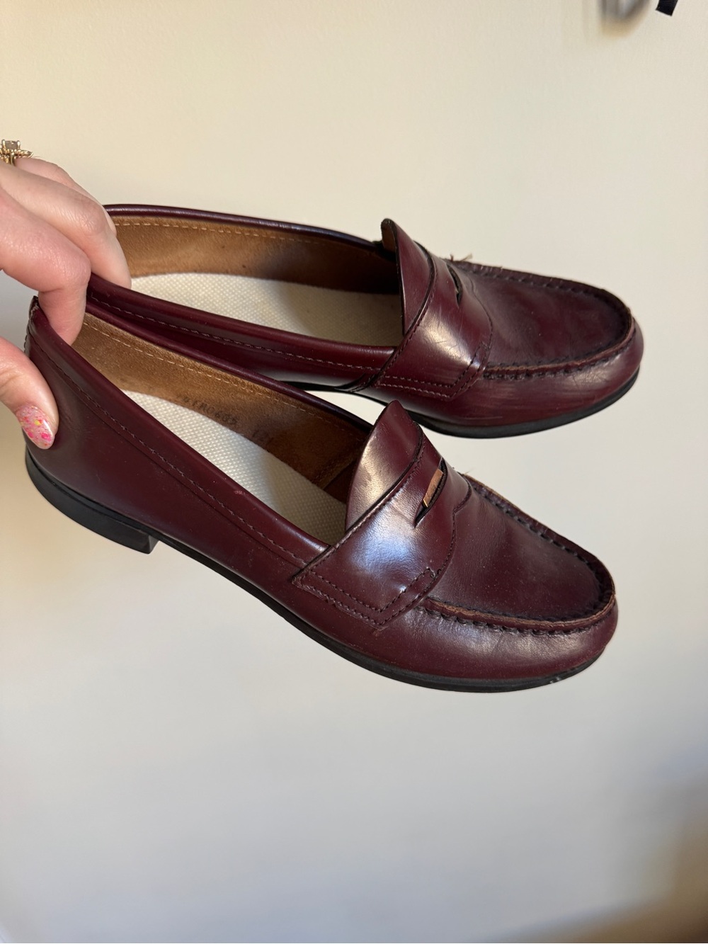 Women's Burgundy Leather Penny Loafers